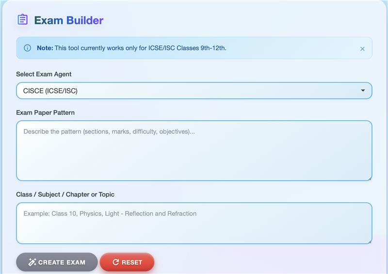 Exam Builder Agent - Generate Full Exam Papers